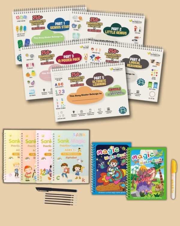 Set of 11 Ultimate Activity Kit | 5 Busy Binders + 4 Magic Books + 2 Water Quick Dry Books | Age- 2 to 5 Years